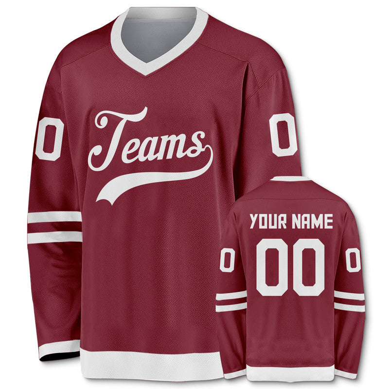 Custom Crimson White Authentic Hockey Jersey