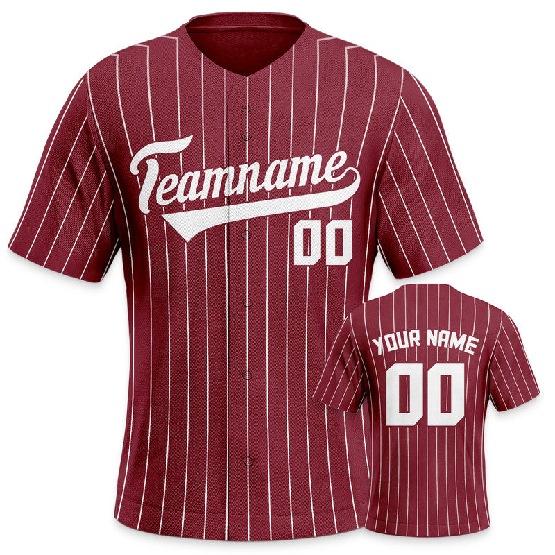 Custom Crimson Gray Pinstripe White Gray Authentic Baseball Jersey