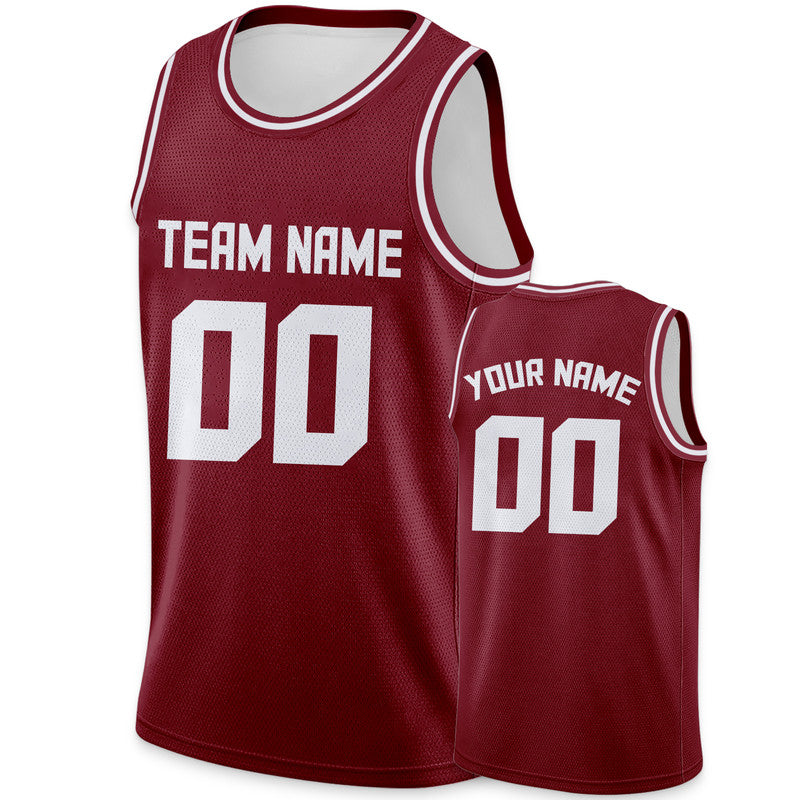 Custom Crimson White Authentic Basketball Jersey