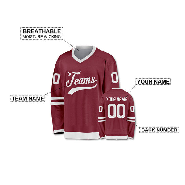 Custom Crimson White Authentic Hockey Jersey