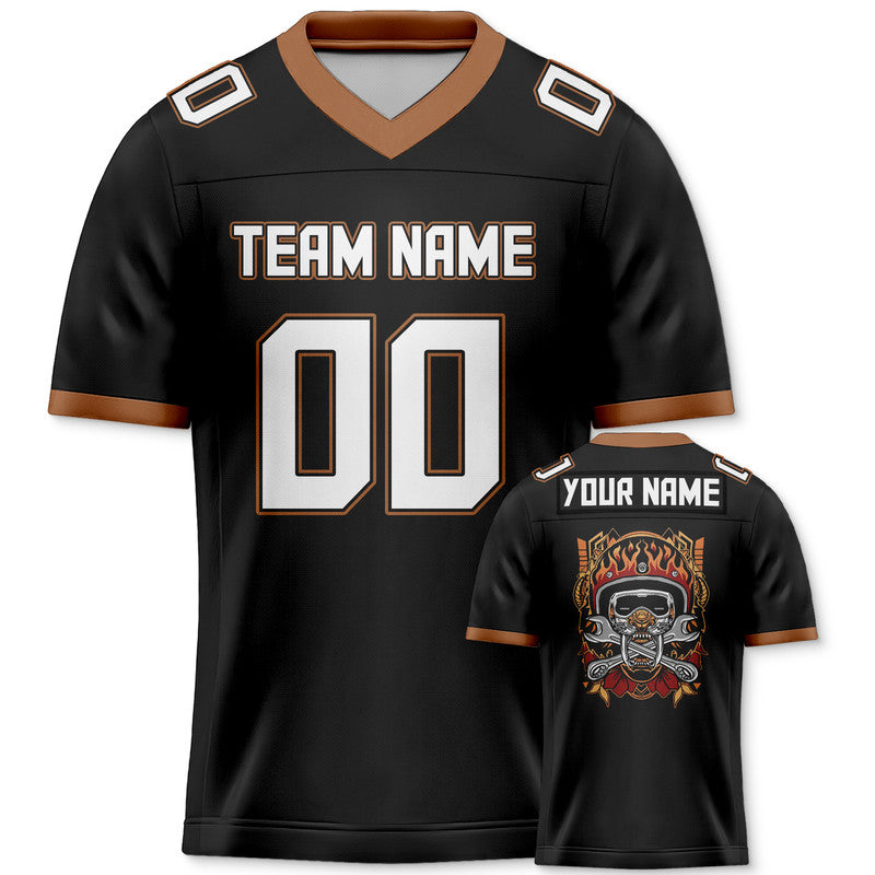 Custom Black Black-Old Gold Authentic Skull Fashion Football Jersey2