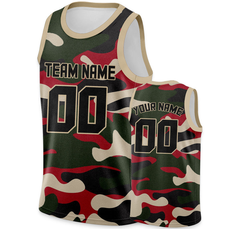 Custom Camo Black-Cream Authentic Salute To Service Basketball Jersey-1