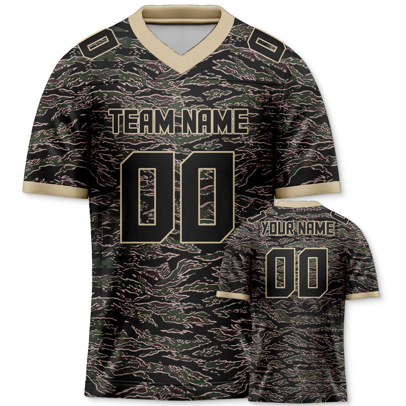 Custom Camo Black-Cream Authentic Salute To Service Football Jersey-2