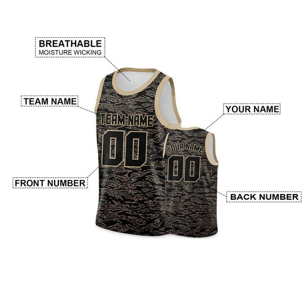 Custom Camo Black-Cream Authentic Salute To Service Basketball Jersey-2