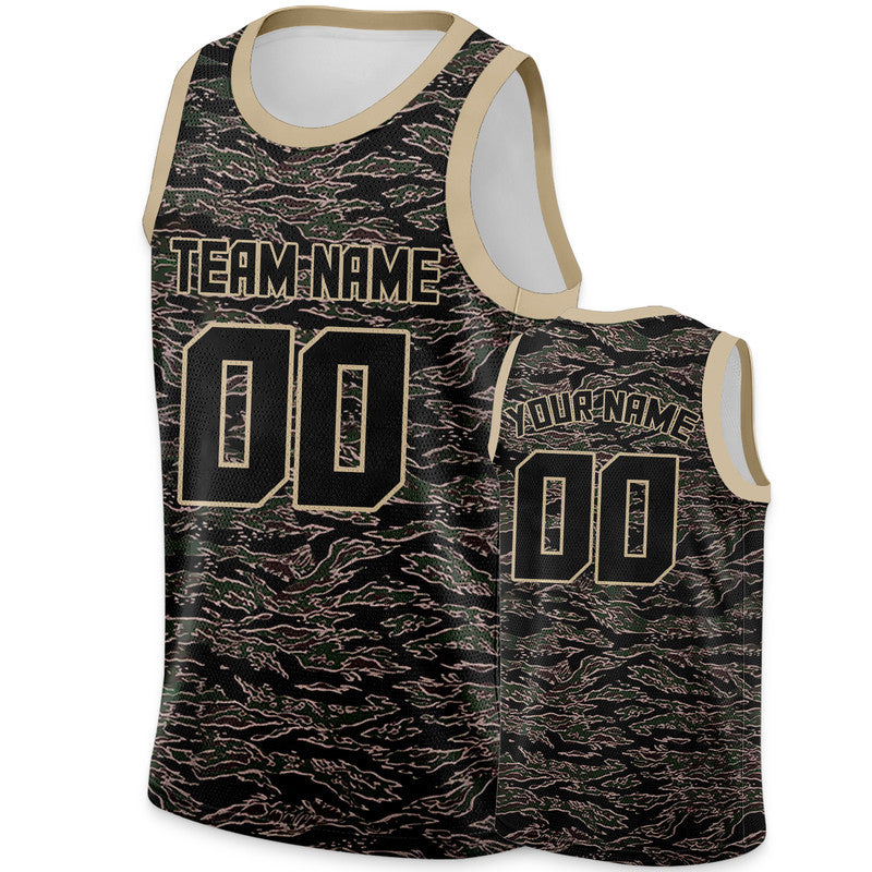 Custom Camo Black-Cream Authentic Salute To Service Basketball Jersey-2