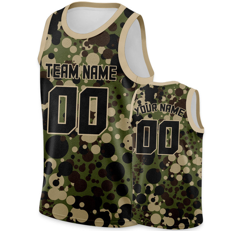 Custom Camo Black-Cream Authentic Salute To Service Basketball Jersey-3