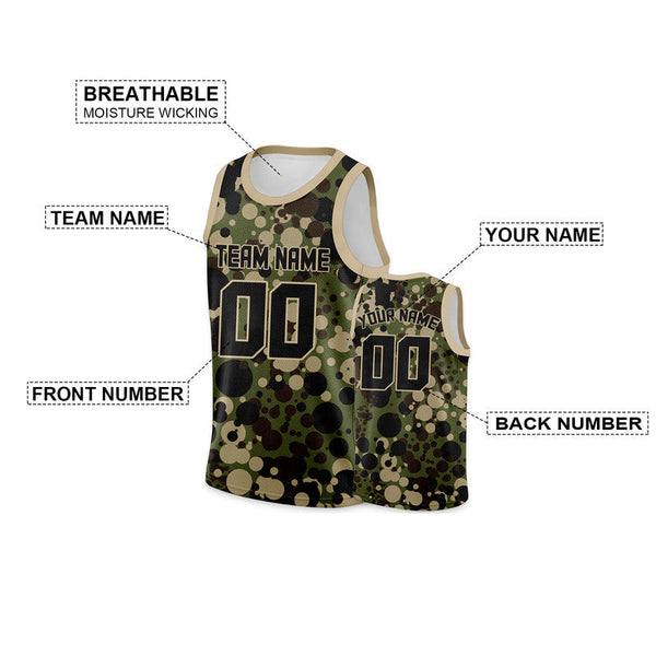 Custom Camo Black-Cream Authentic Salute To Service Basketball Jersey-3