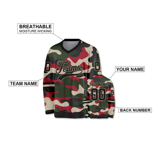 Custom Camo Black-Cream Authentic Salute To Service Hockey Jersey-1