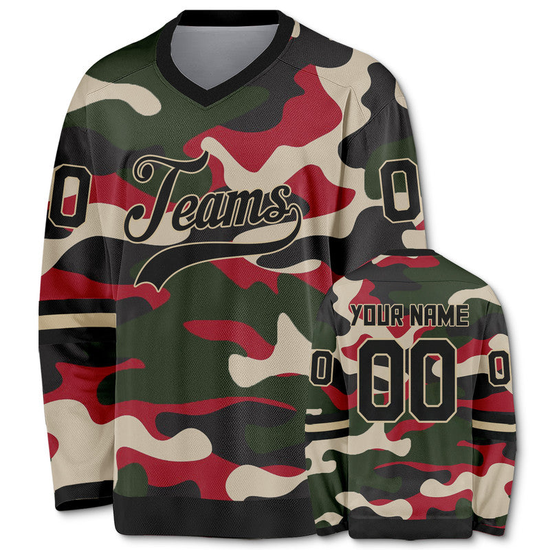 Custom Camo Black-Cream Authentic Salute To Service Hockey Jersey-1