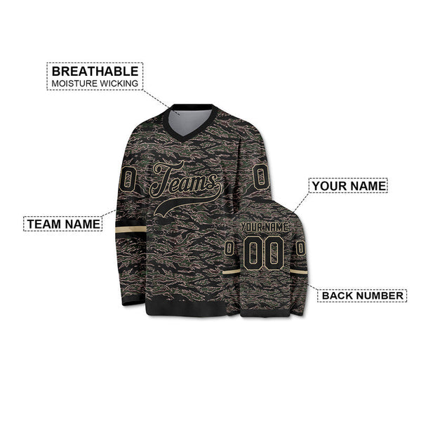 Custom Camo Black-Cream Authentic Salute To Service Hockey Jersey-2