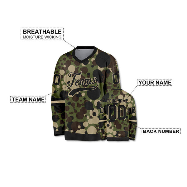 Custom Camo Black-Cream Authentic Salute To Service Hockey Jersey-3