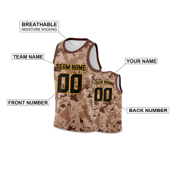 Custom Camo Black-Gold Authentic Salute To Service Basketball Jersey