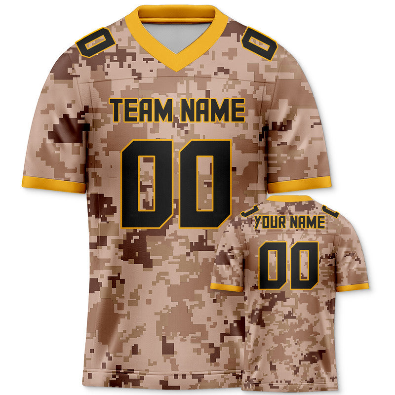 Custom Camo Black-Gold Authentic Salute To Service Football Jersey