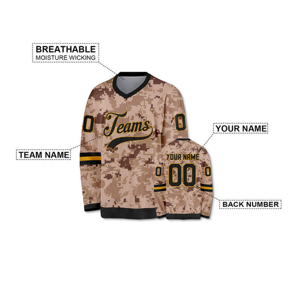 Custom Camo Black-Gold Authentic Salute To Service Hockey Jersey