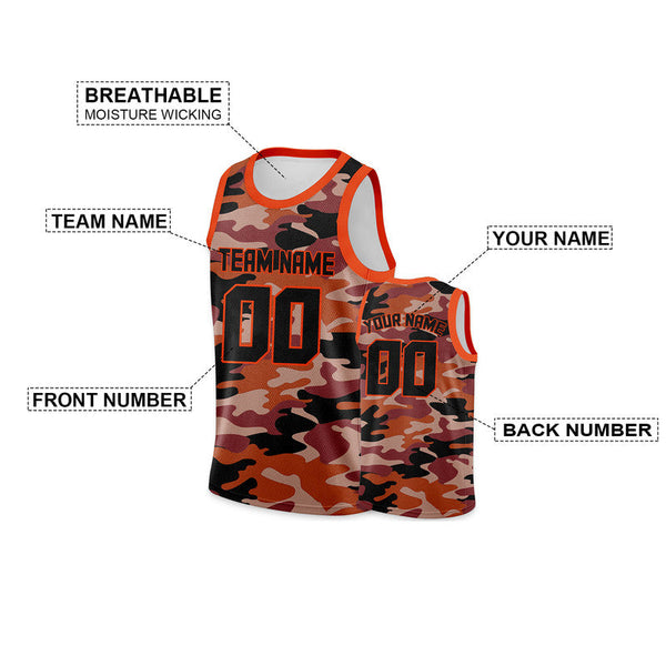 Custom Camo Black-Orange Authentic Salute To Service Basketball Jersey