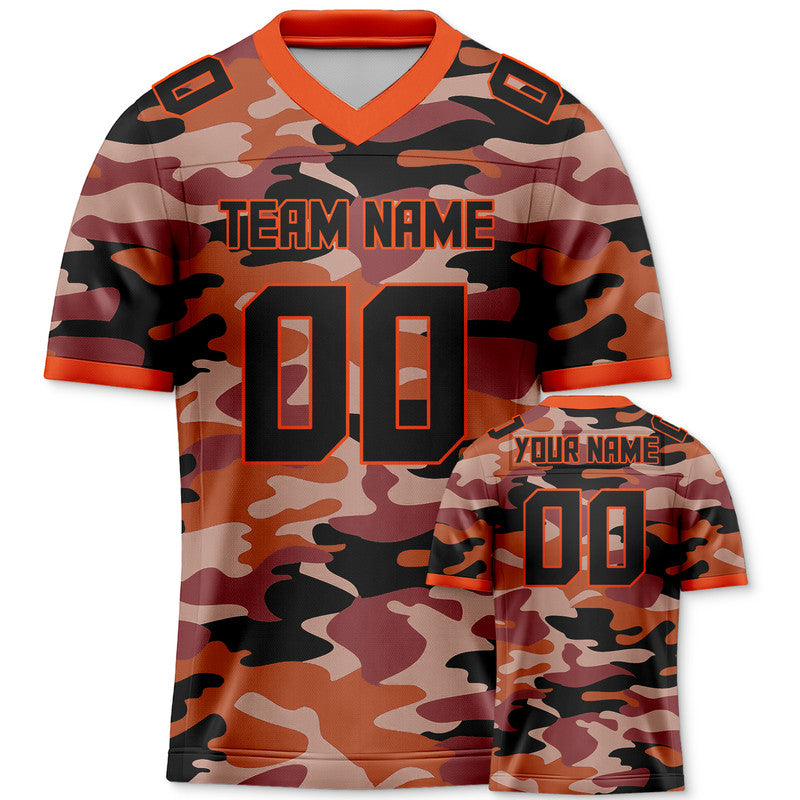 Custom Camo Black-Orange Authentic Salute To Service Football Jersey