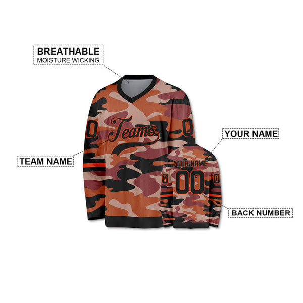 Custom Camo Black-Orange Authentic Salute To Service Hockey Jersey