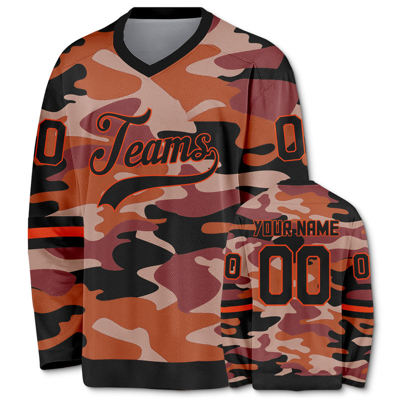 Custom Camo Black-Orange Authentic Salute To Service Hockey Jersey