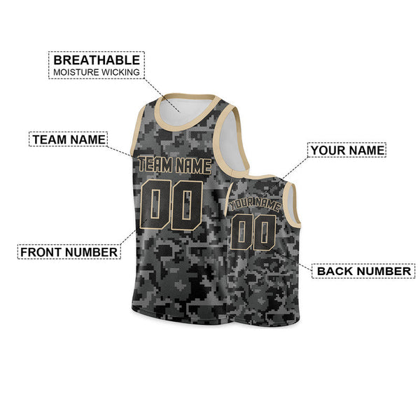 Custom Camo Gray-Cream Authentic Salute To Service Basketball Jersey