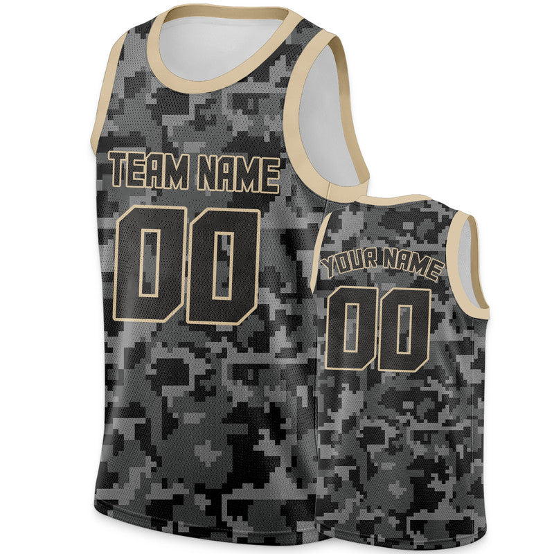 Custom Camo Gray-Cream Authentic Salute To Service Basketball Jersey