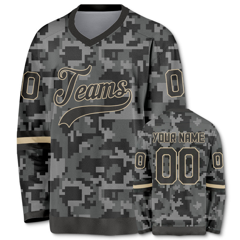 Custom Camo Gray-Cream Authentic Salute To Service Hockey Jersey