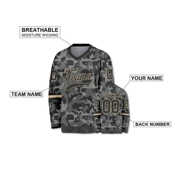 Custom Camo Gray-Cream Authentic Salute To Service Hockey Jersey