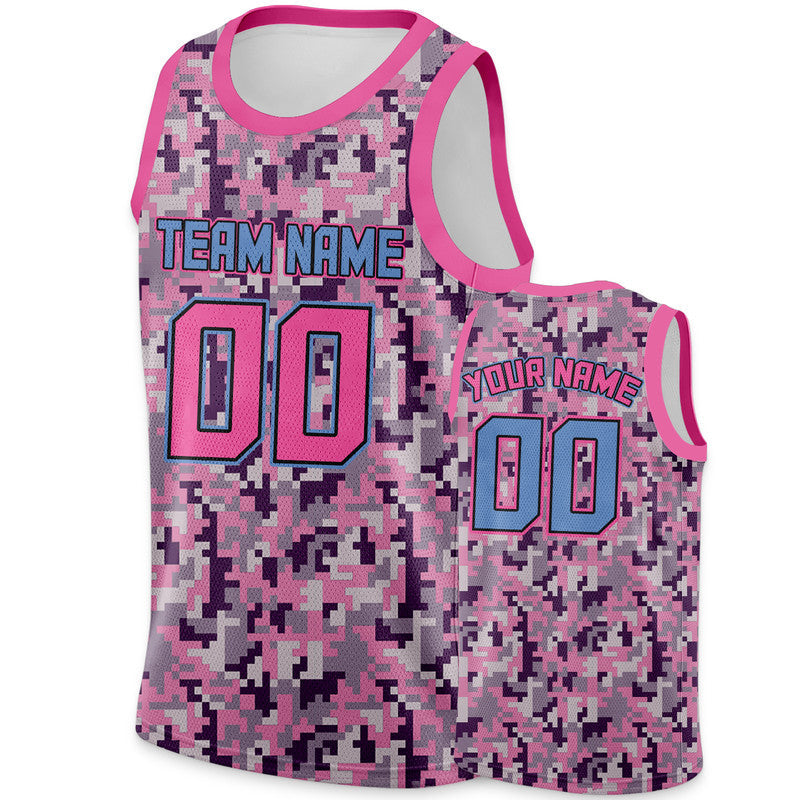 Custom Camo Light Blue-Pink Authentic Salute To Service Basketball Jersey