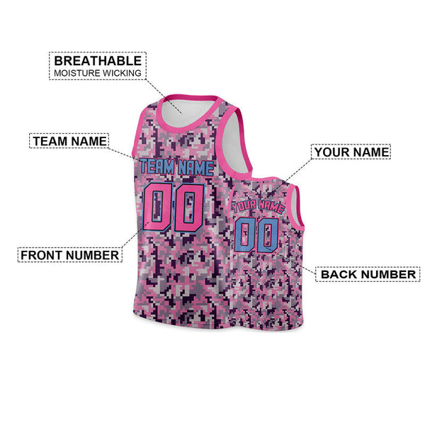 Custom Camo Light Blue-Pink Authentic Salute To Service Basketball Jersey