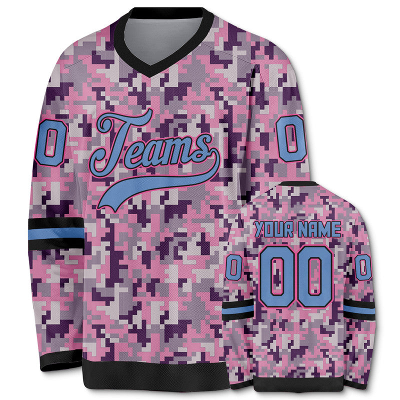 Custom Camo Light Blue-Pink Authentic Salute To Service Hockey Jersey