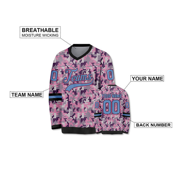 Custom Camo Light Blue-Pink Authentic Salute To Service Hockey Jersey