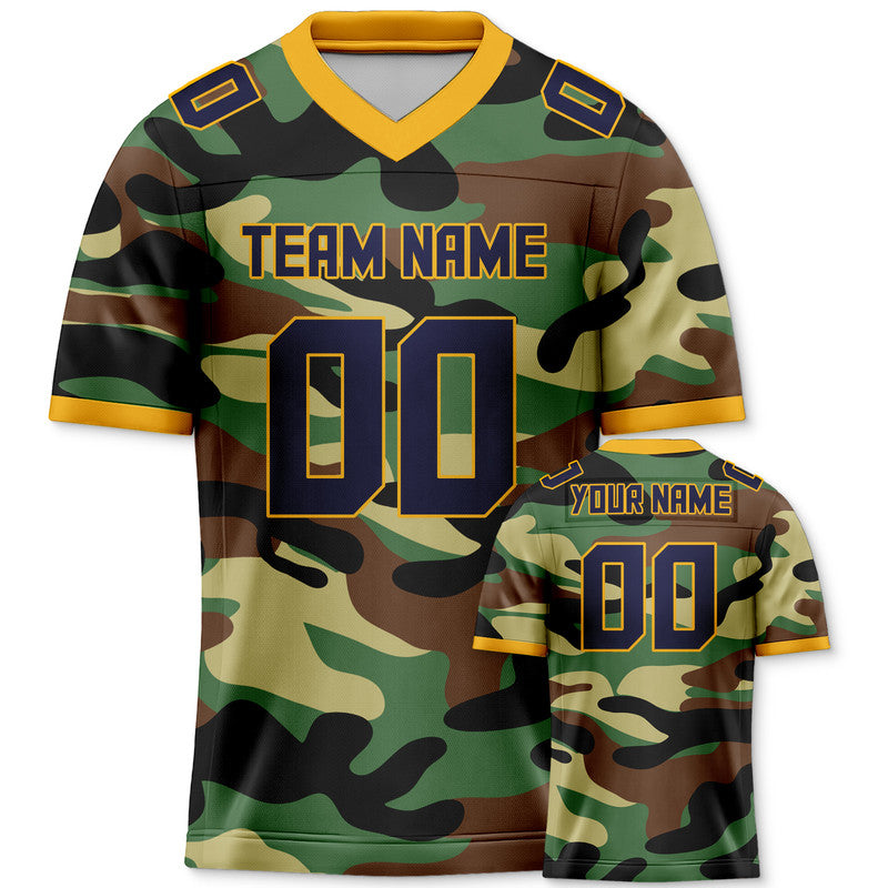 Custom Camo Navy-Gold Authentic Salute To Service Football Jersey