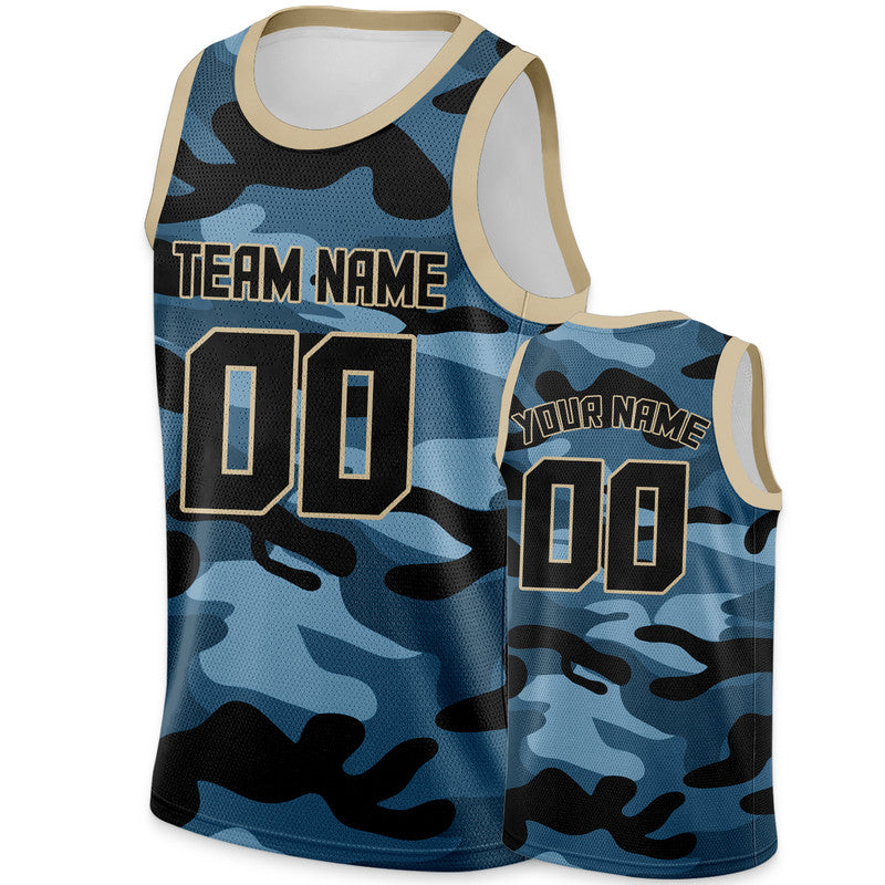 Custom Camo Navy-Gray Authentic Salute To Service Basketball Jersey