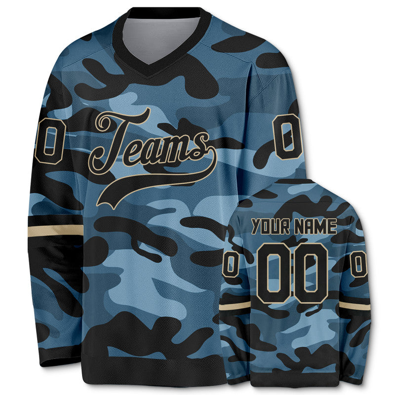 Custom Camo Navy-Gray Authentic Salute To Service Hockey Jersey