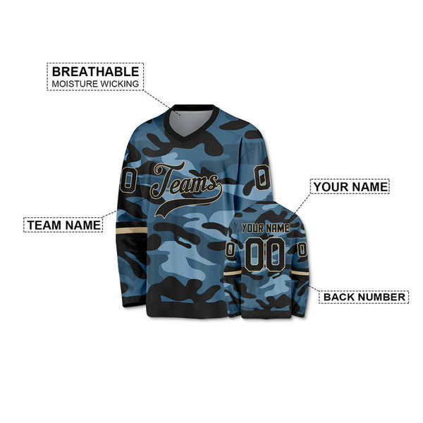 Custom Camo Navy-Gray Authentic Salute To Service Hockey Jersey