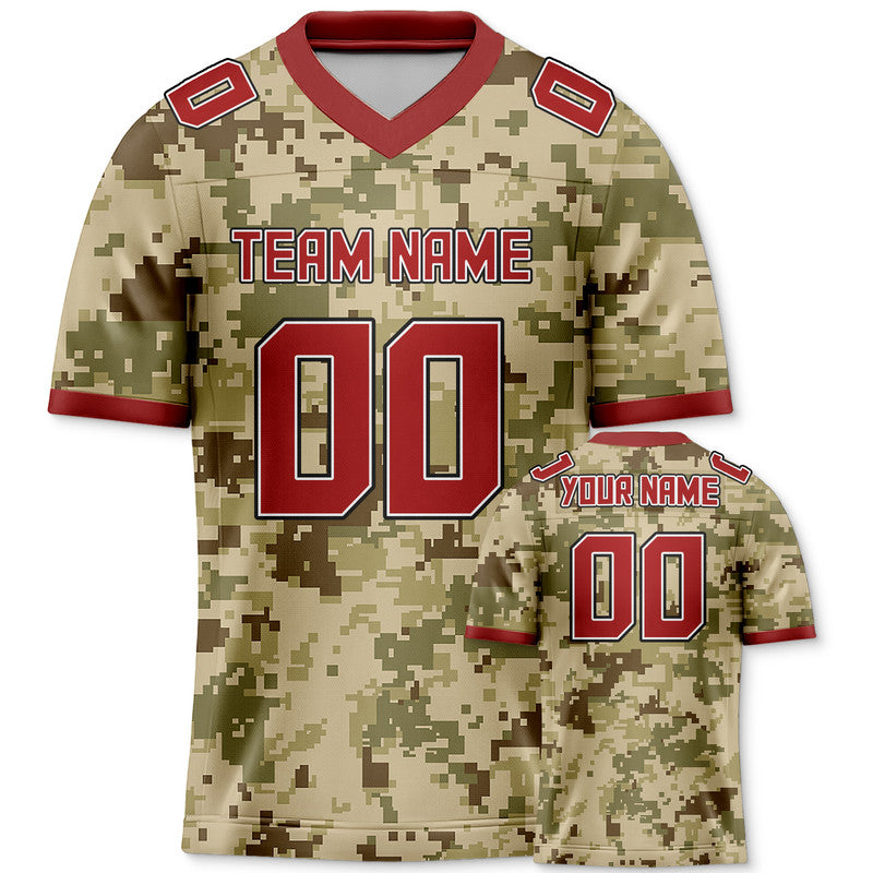 Custom Camo Red-Black Authentic Salute To Service Football Jersey