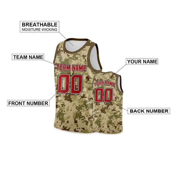 Custom Camo Red-Black Authentic Salute To Service Basketball Jersey