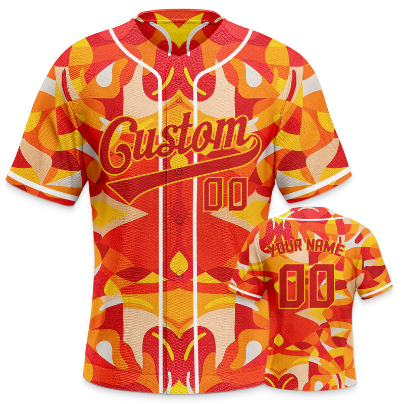 Custom Graffiti Pattern Red-Gold 3D Pattern Design Authentic Baseball Jersey