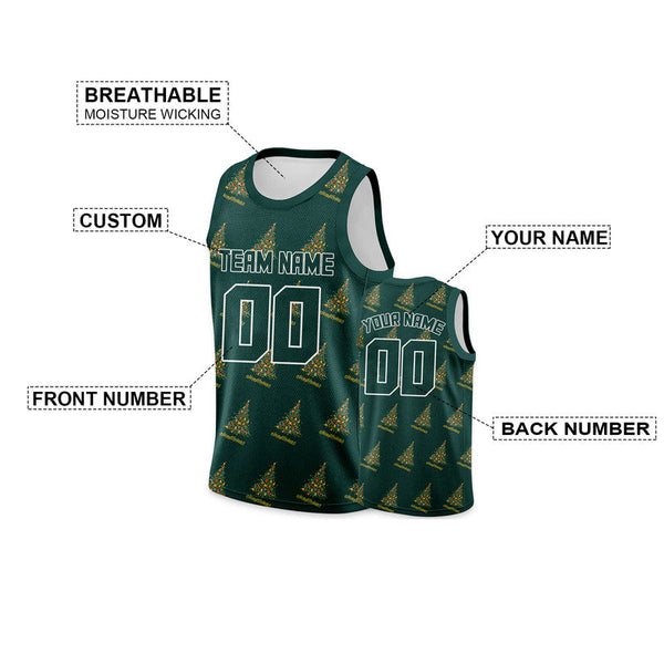 Custom Kelly Green Kelly Green-White Christmas 3D Authentic Basketball Jersey