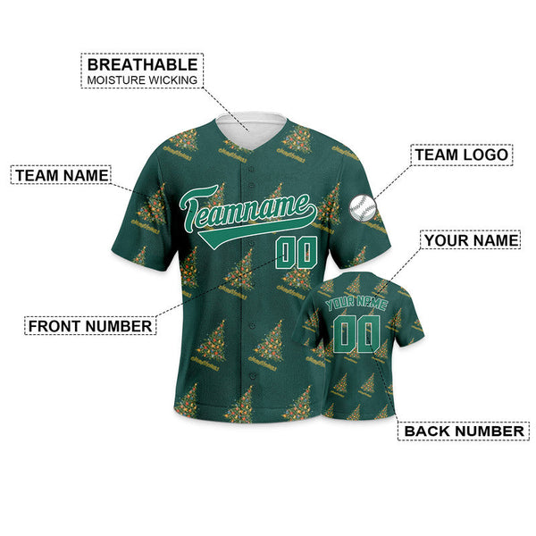 Custom Kelly Green Kelly Green-White Christmas 3D Authentic Baseball Jersey