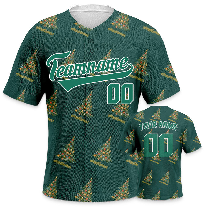 Custom Kelly Green Kelly Green-White Christmas 3D Authentic Baseball Jersey