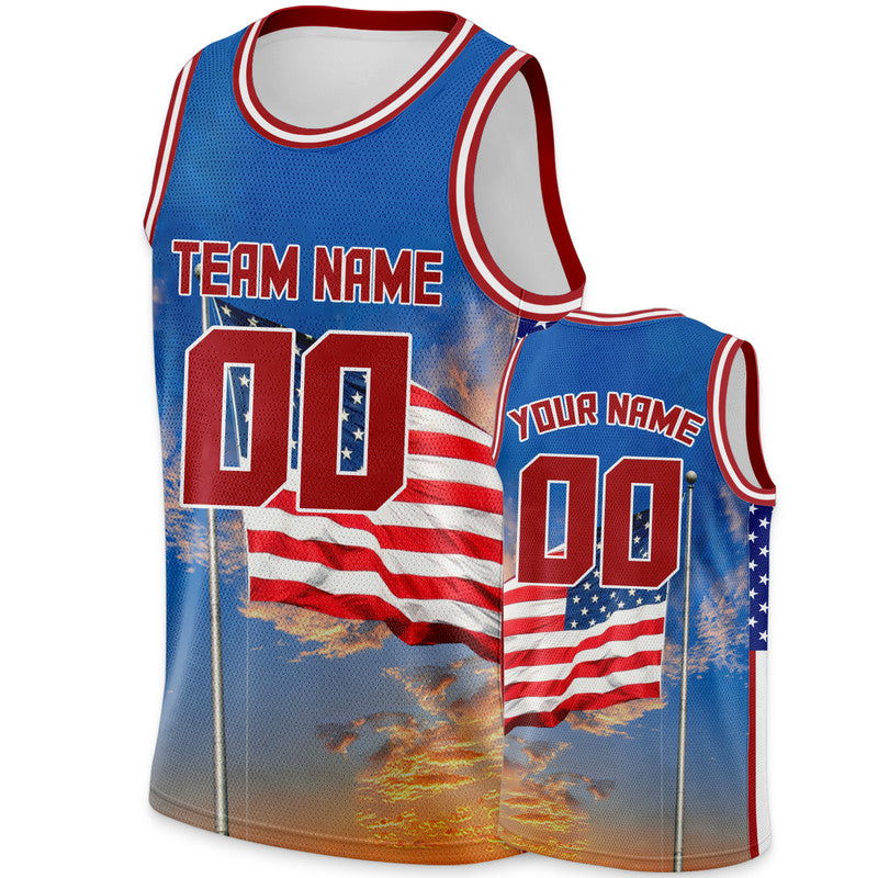 Custom 3D American Flag Fashion Authentic Basketball Jersey