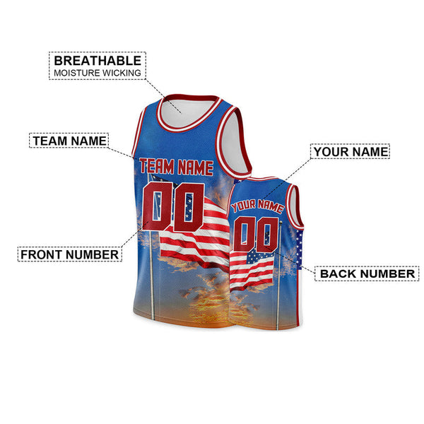 Custom 3D American Flag Fashion Authentic Basketball Jersey