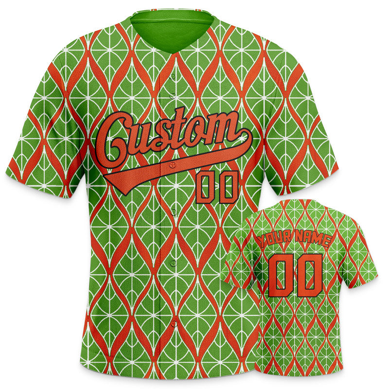 Custom Green Red-Black 3D Pattern Design Authentic Baseball Jersey 2