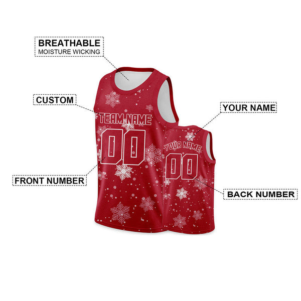 Custom Red Red-White Christmas 3D Authentic Basketball Jersey