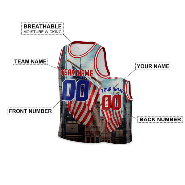 Custom 3D American Flag Fashion Authentic Basketball Jersey3