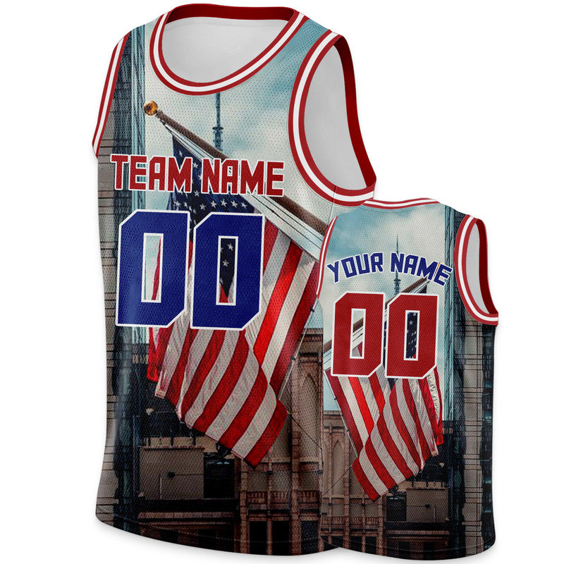 Custom 3D American Flag Fashion Authentic Basketball Jersey3