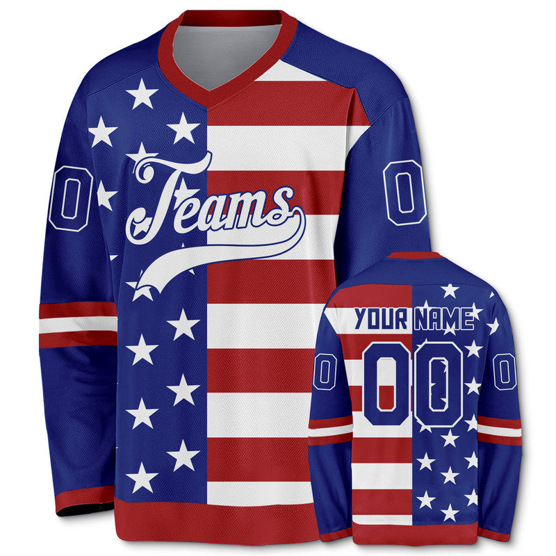 Custom 3D American Flag Fashion Authentic Hockey Jersey1