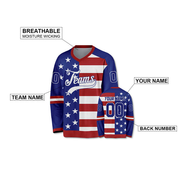 Custom 3D American Flag Fashion Authentic Hockey Jersey1