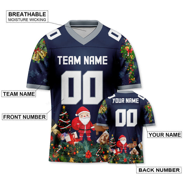 CHRISTMAS DAY CUSTOM NAVY WHITE-GRAY SANTA CLAUS AUTHENTIC FOOTBALL JERSEY1