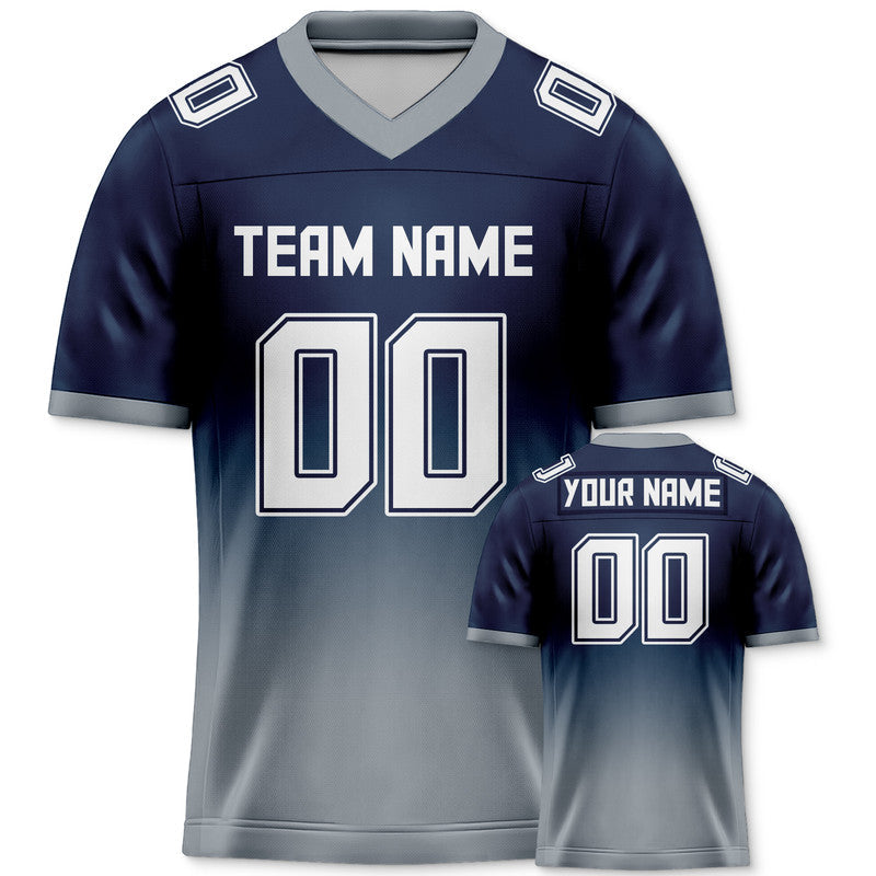 Custom Navy Gray-White Authentic Split Fashion Football Jersey